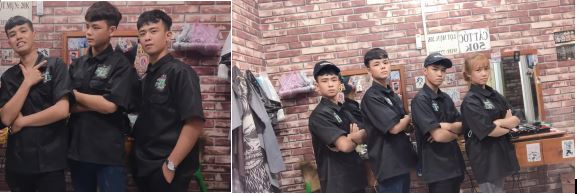 Đồng phục salon Hưng Barber với phong cách bụi số 1 5 góc nhìn chân thực UCT001 EnViet