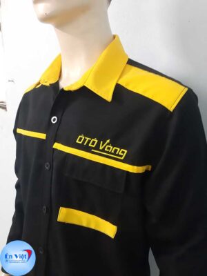 áo đồng phục công ty ô tô vàng màu đen